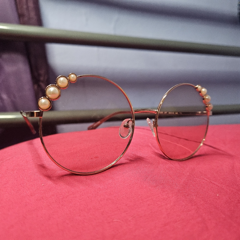 GUESS sunglasses, rose gold, pink, pearls